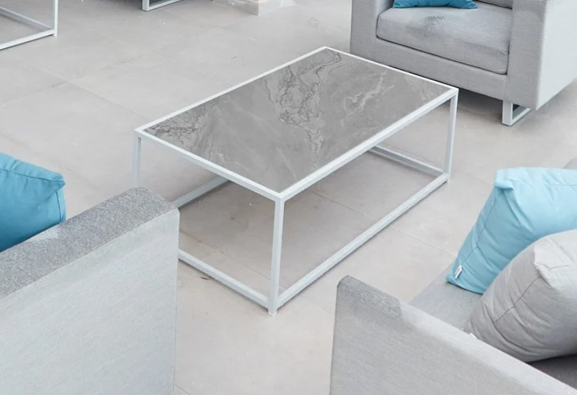 MESA DE CENTRO BARBUDA WHITE GREY CERAMIC MESA DE CENTRO BARBUDA